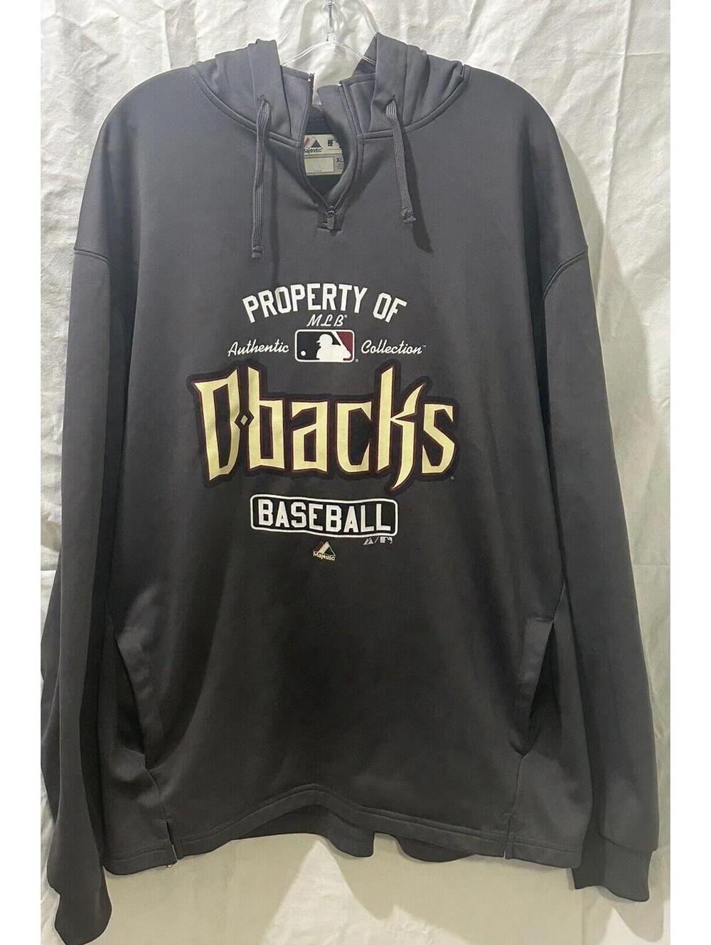 ARIZONA DIAMONDBACKS TEAM ISSUED MAJESTIC MLB AUTHENTIC GREY HOODIE-XL POLYESTER